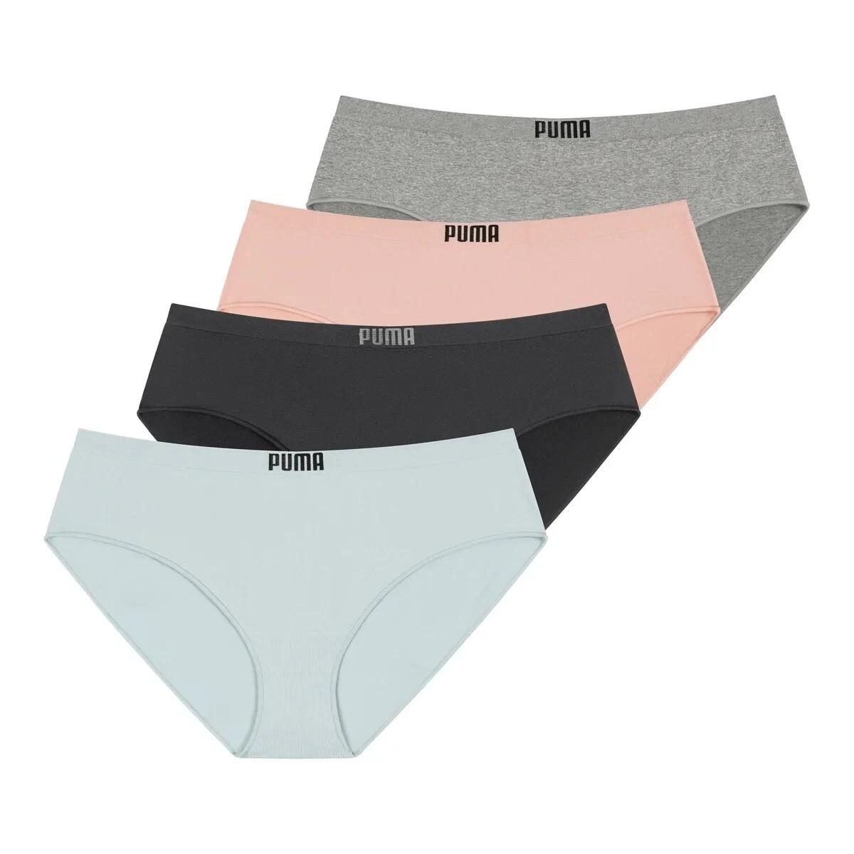 sh2 PUMA Ladies’ Seamless Bikini, 4-pack Pink Gray Black Blue