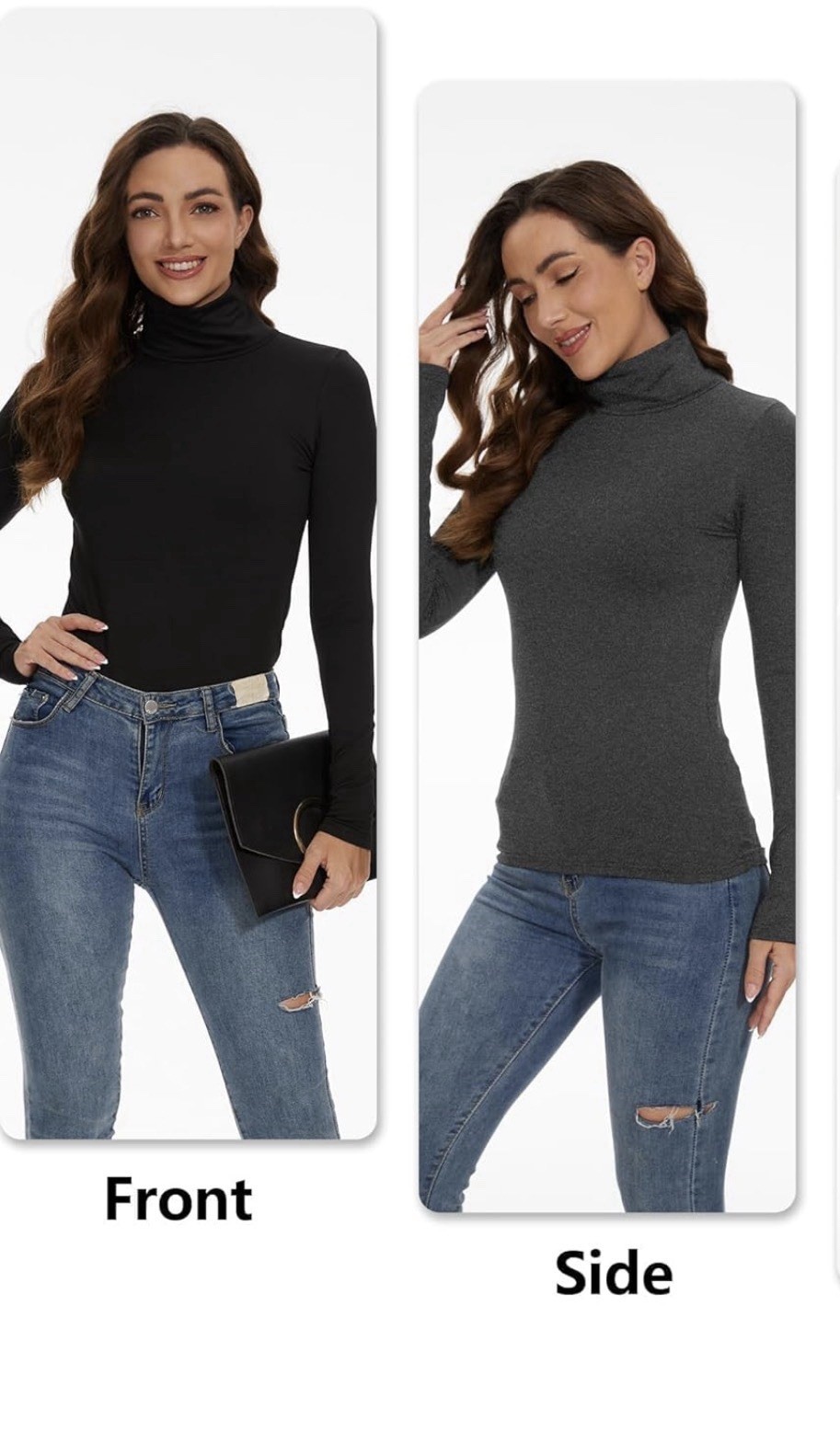 Dalavch 3 Pack Women’s Thermal Turtleneck Shirts, Women Turtle Neck Fleece Med