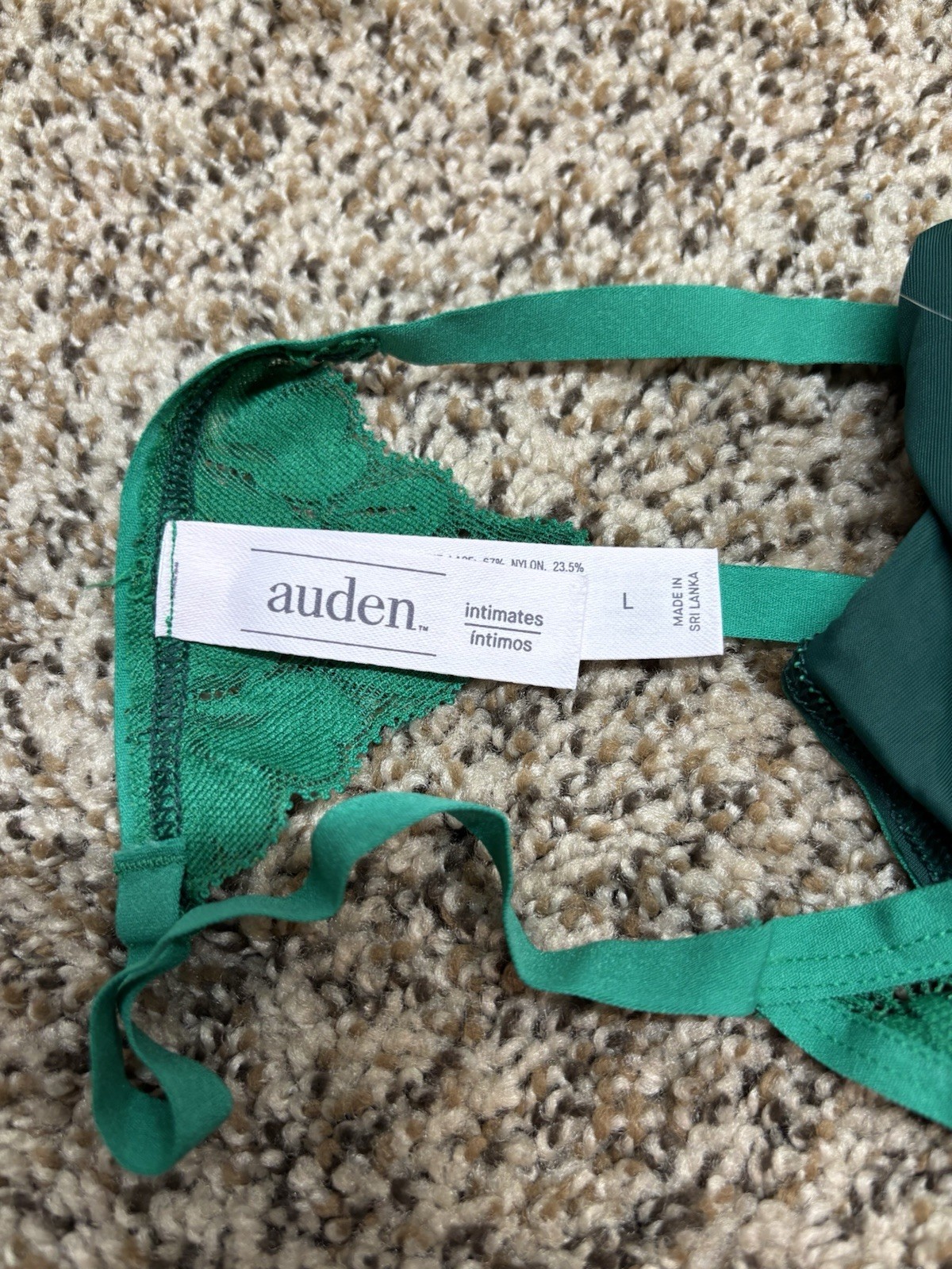 Auden Green Thong. Size: Large.
