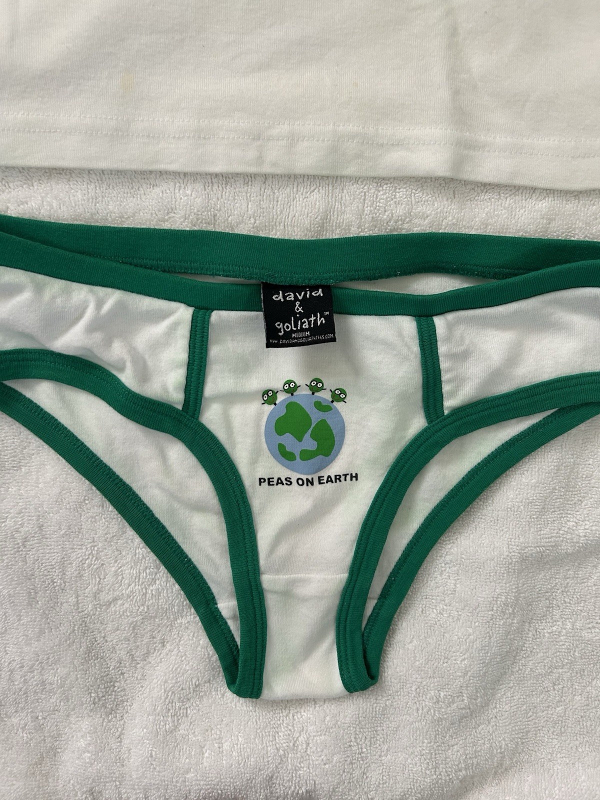 David & Goliath Cotton Tank Top & Bikini Underwear White/Green Juniors US size M