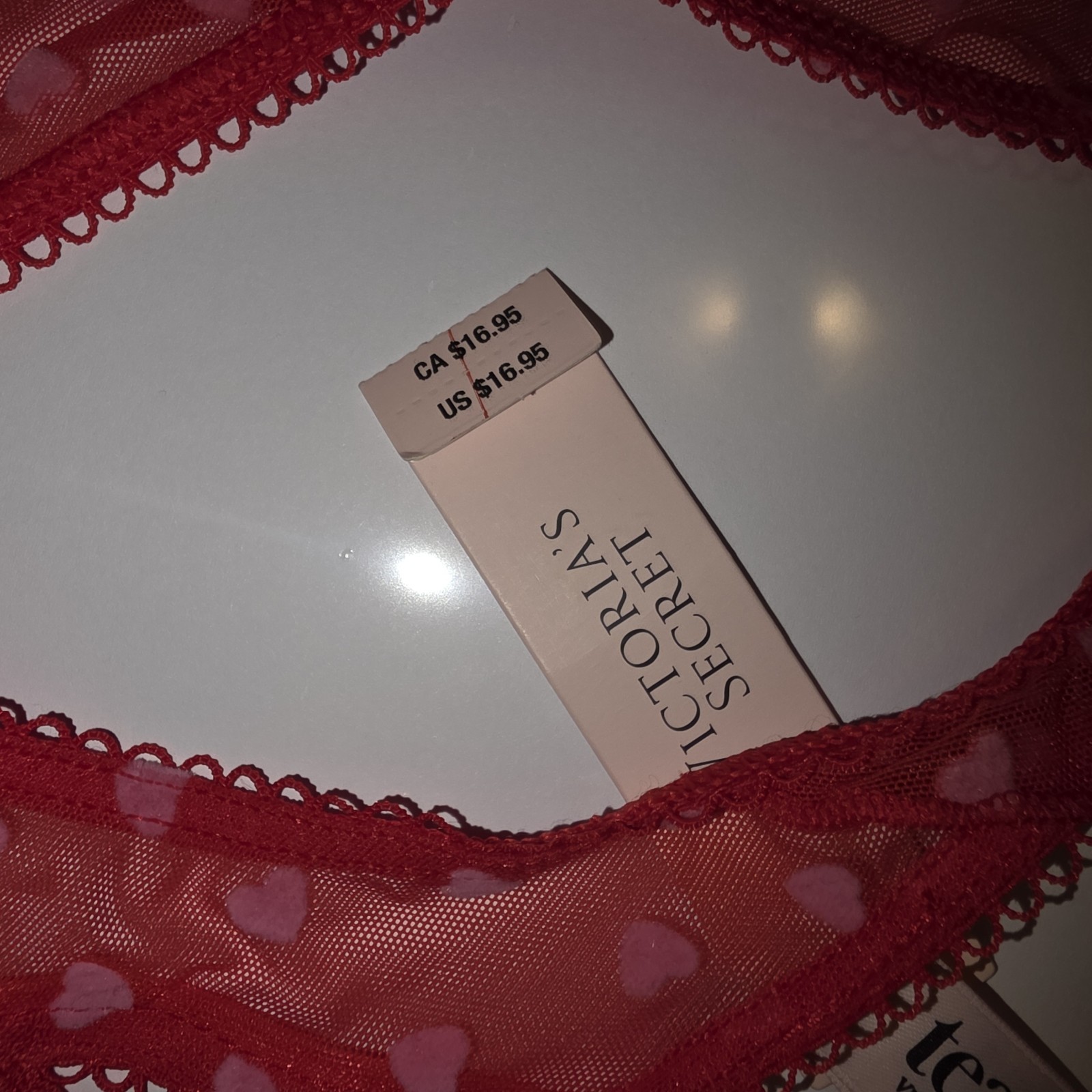 Victoria’s Secret TEASE Very Sexy High-Leg Heart Lace Ruffle Thong Medium NWT