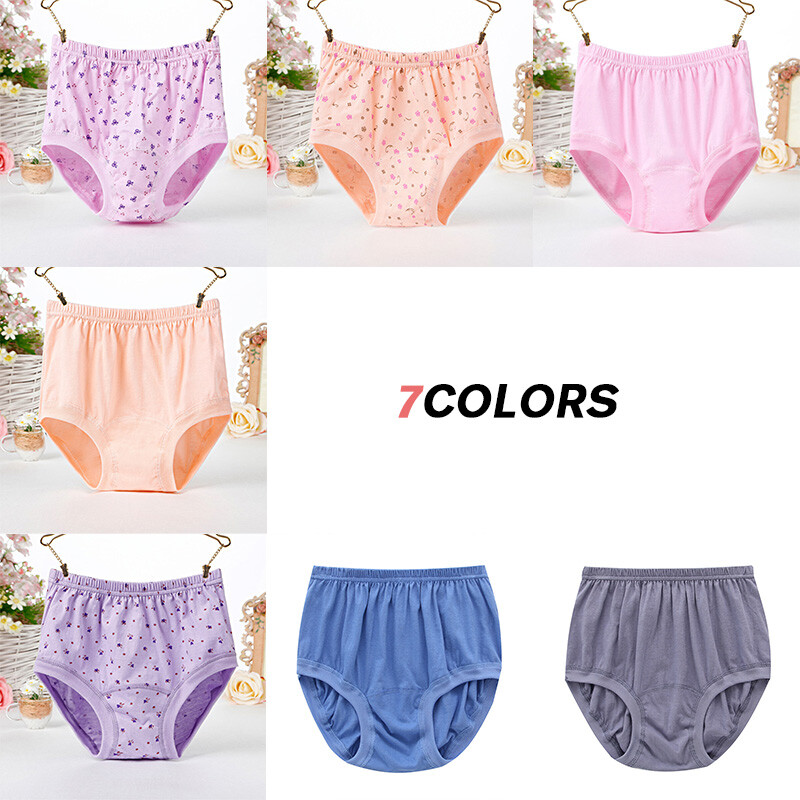 3X Women Cotton Panties Middle-aged Elderly Underwear High Waist Brief Underpant