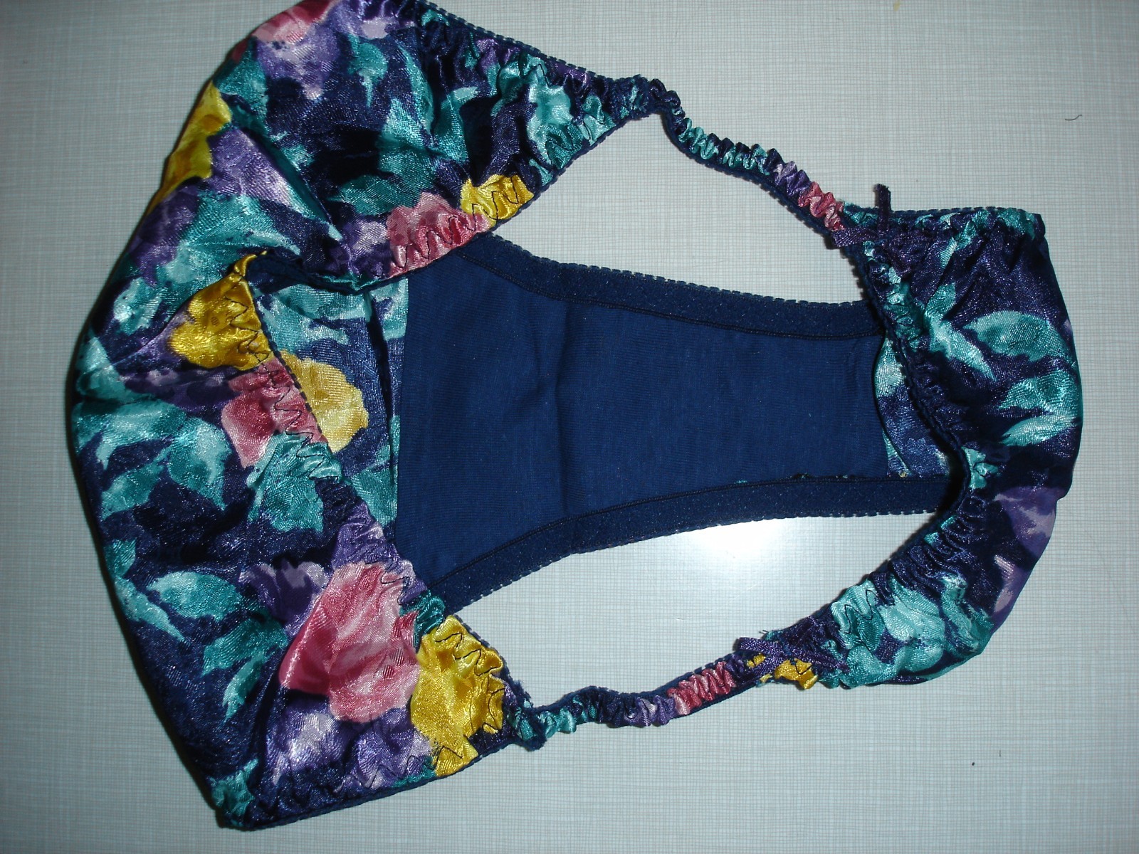 NWOT New Vintage String Bikini Satin Flowers Floral Sexy Panties Second Skin M 6