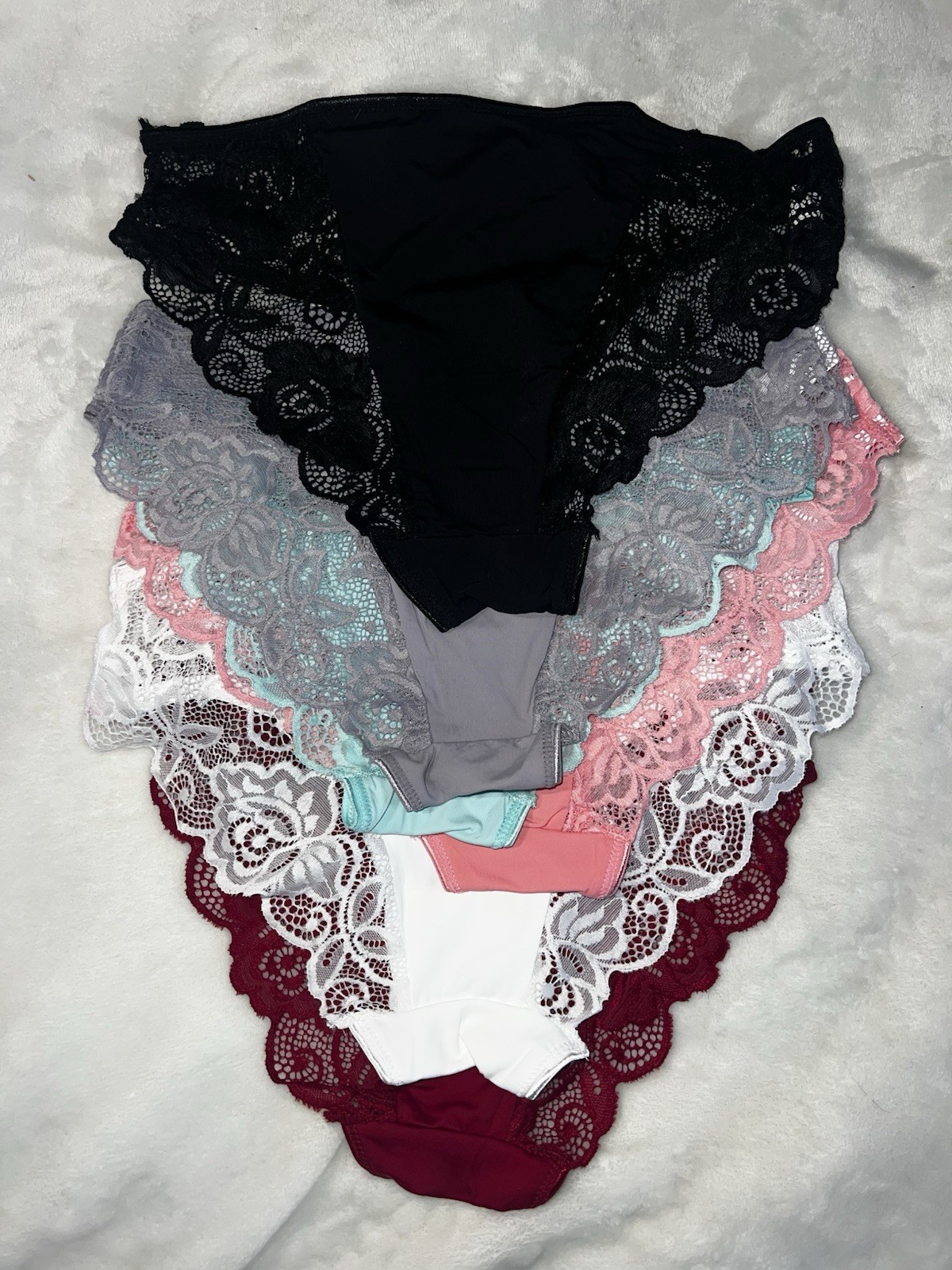 SHEIN 6 Pack Women’s High Waist Lace Underwear Stretchy Briefs Full Coverage L