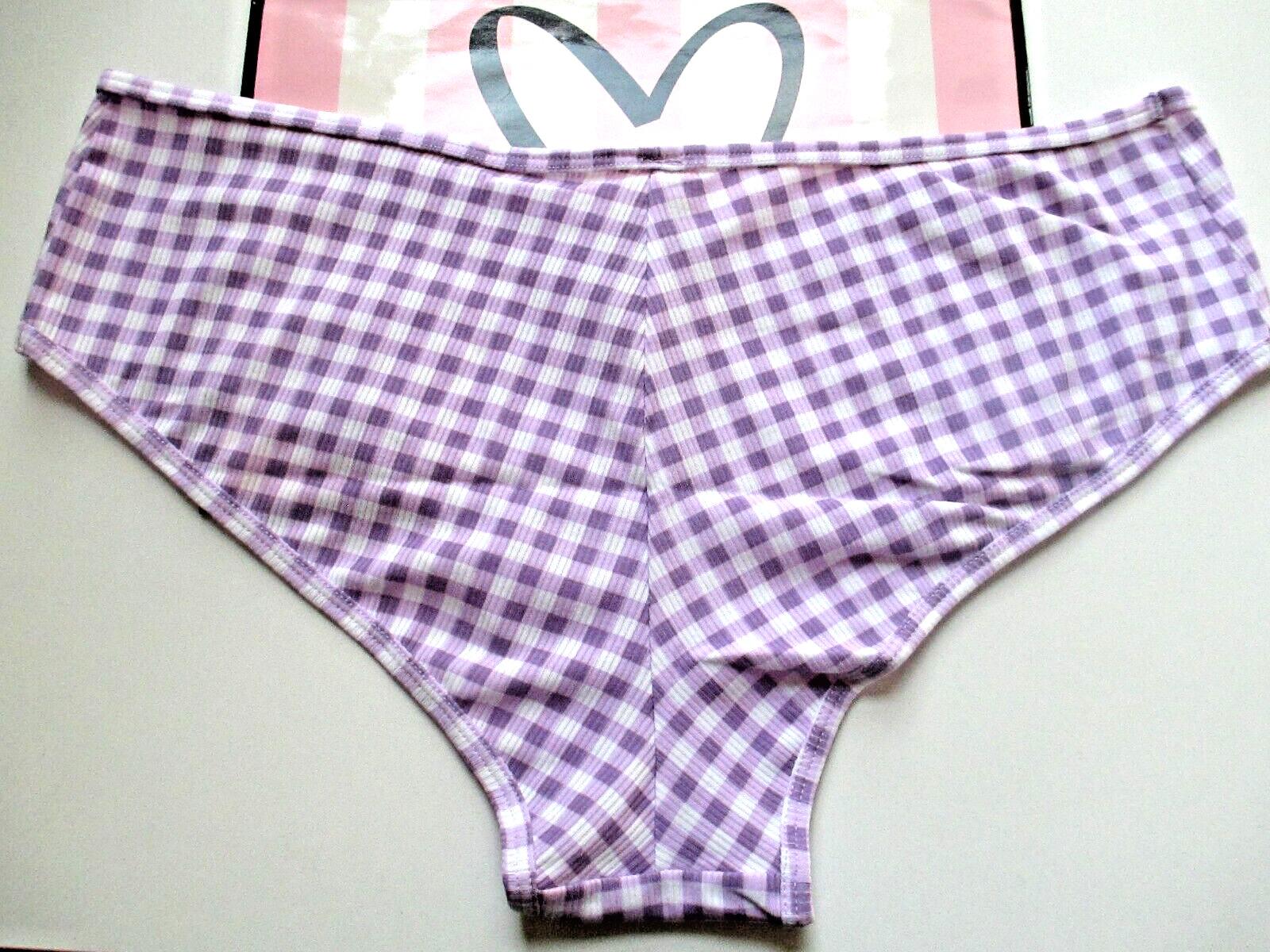 VICTORIA’S SECRET PINK Cotton Cheekster Cheeky Panty 2XL Purple Gingham VS NWT