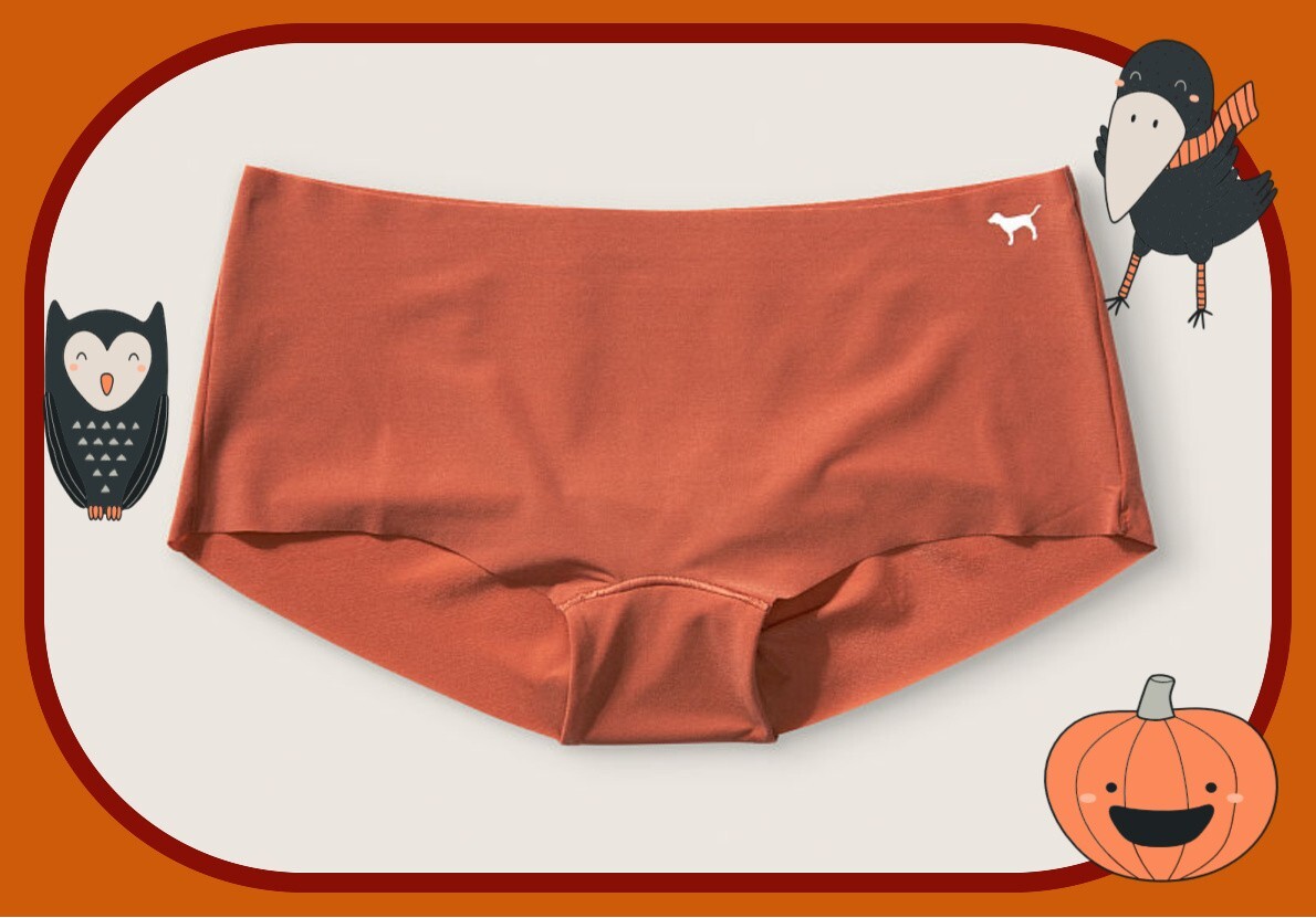 XL NOSHOW Fall Chestnut Spice Stretch Victorias Secret PINK Boyshort Brief Panty