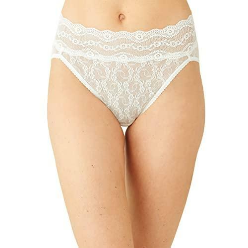 b.tempt’d by Wacoal Women’s Lace Kiss Hi Leg Brief Panty, White, M
