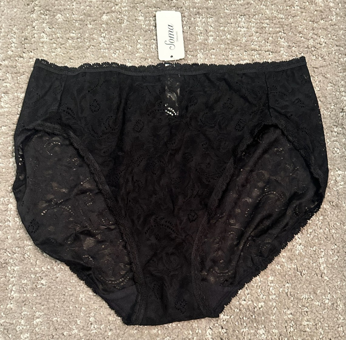 SOMA Embraceable Enchanting Lace High Leg Panties Black L NWT Enticing Lace 2 pr