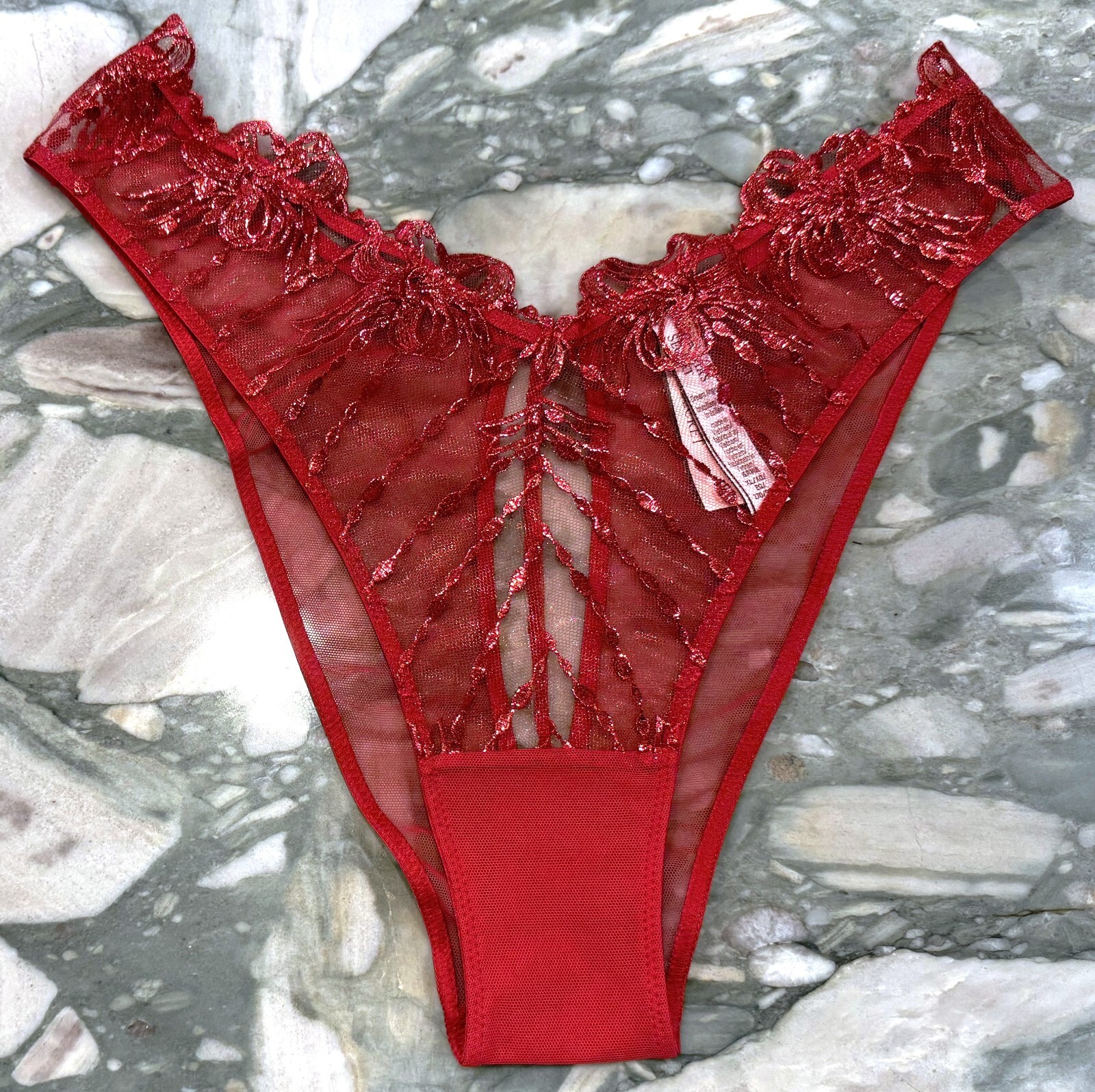 NEW Victoria Secret Dream Angels Bow SHINE Embroidery Brazilian Lipstick Red XL