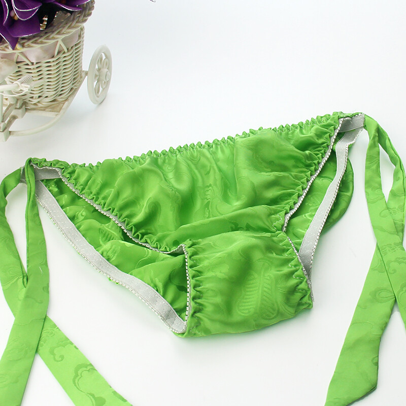 Womens 100% Silk Low-Rise Bikinis Underwear Knickers Cute Brief Side Tie Panties