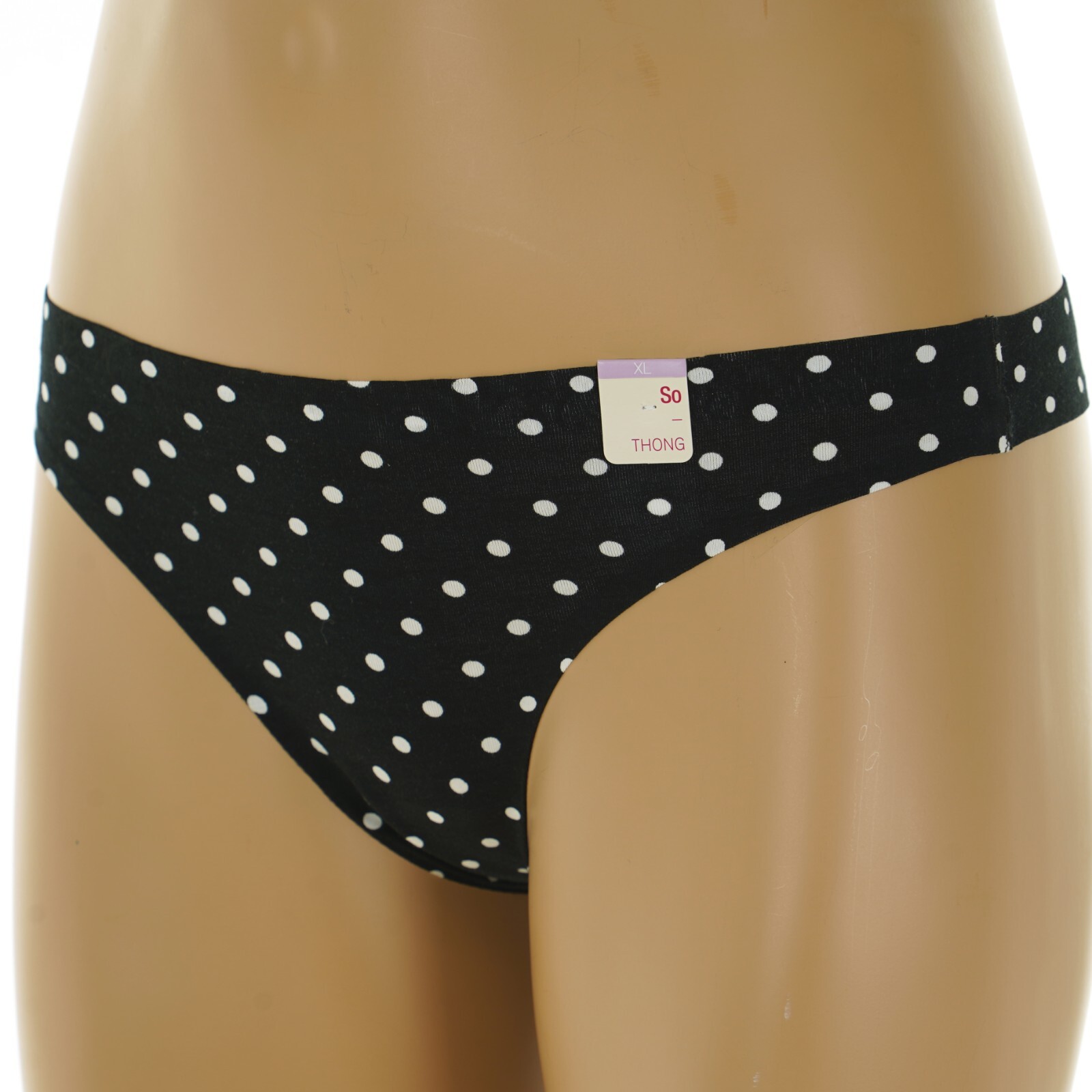 SO INTIMATES Junior’s Size 15-17 #SO83-005 X-LARGE Black & White POLKA DOT THONG