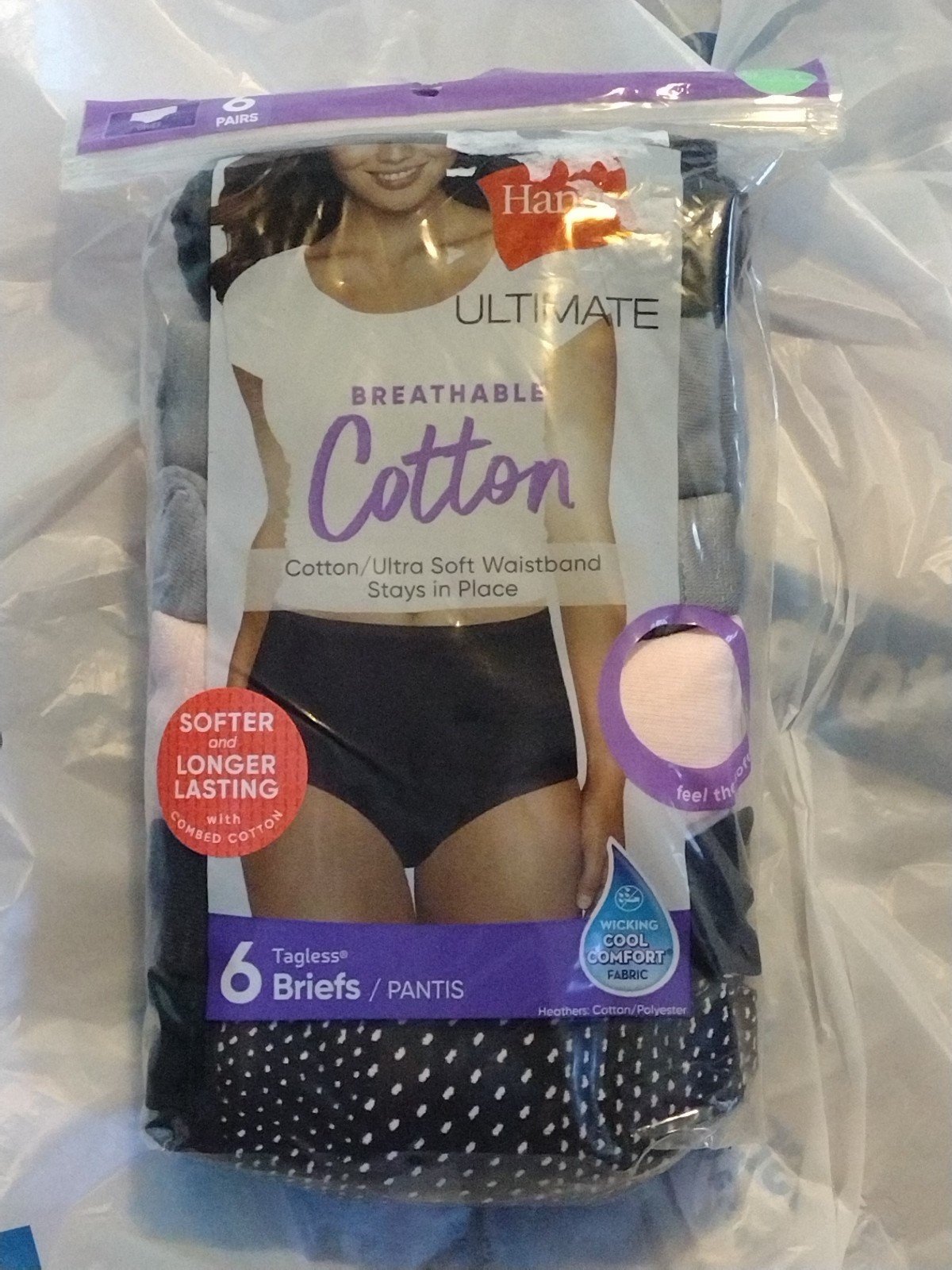 Hanes Cotton Briefs 6 Pack Breathable No Ride Up White Size 8 XL New!