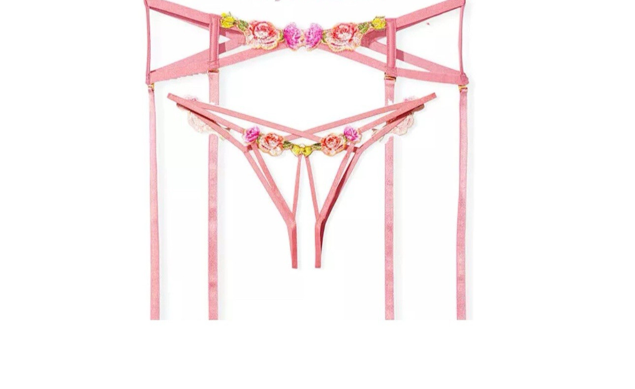 Victoria’s Secret Very Sexy Garter & Thong Set Sz M Dusty Rose Embroidery Pink