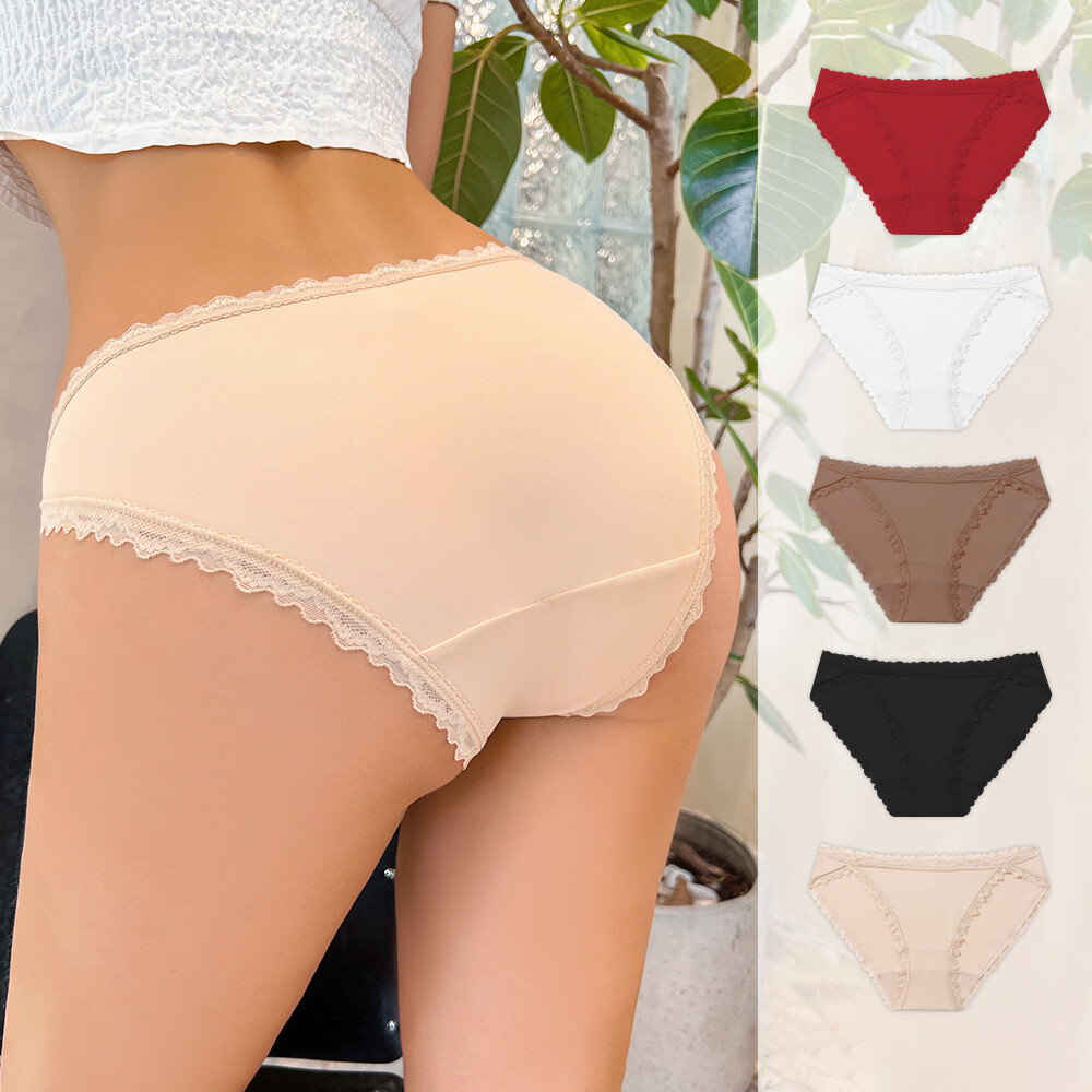 5Pack Lot Sexy Womens Low Waist Panties Brief High Cut Underwear Lingerie Bikini