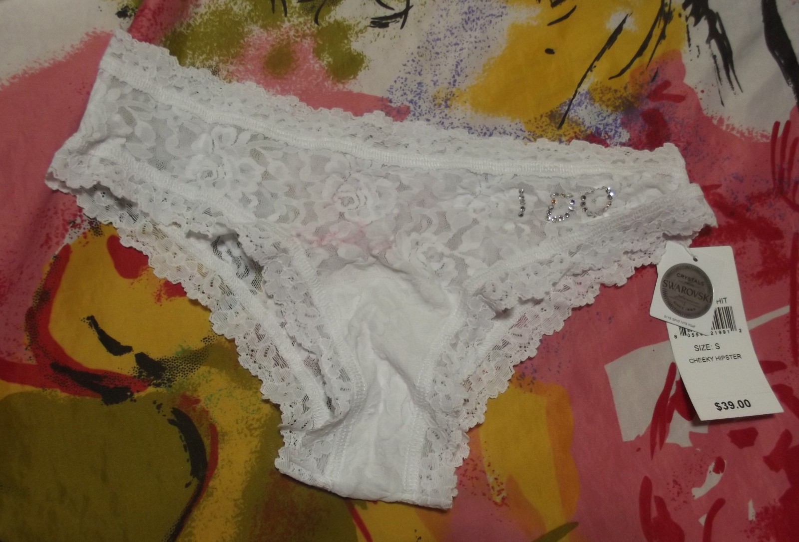 NEW HANKY PANKY BRIDAL 482251 WH SWAROVSKI CRYSTAL I DO CHEEKY HIPSTER PANTY S