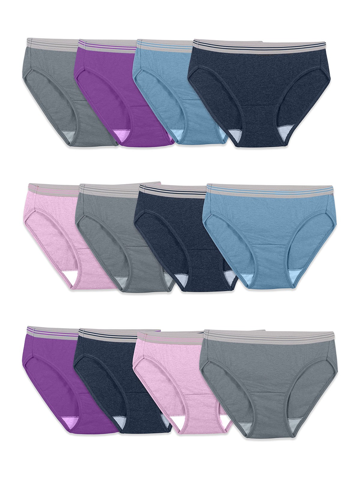 Fruit of the Loom Women’s Tag Free Cotton Bikini Panties 12-Pack Heathers Size 6