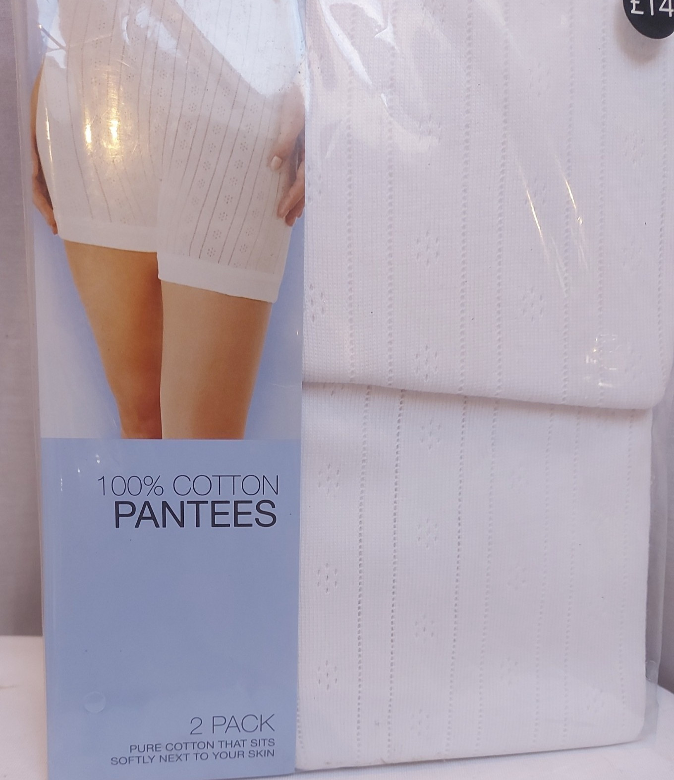 M&S lingerie 100% Cotton Pantees/Shorts Long Length New in pack size 22