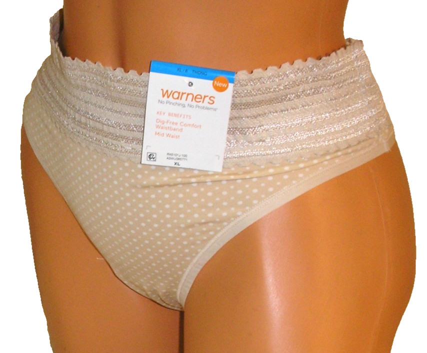 Panties Lingerie Warners No Pinch No Problem Polka Dot Thong XL Adult Gift