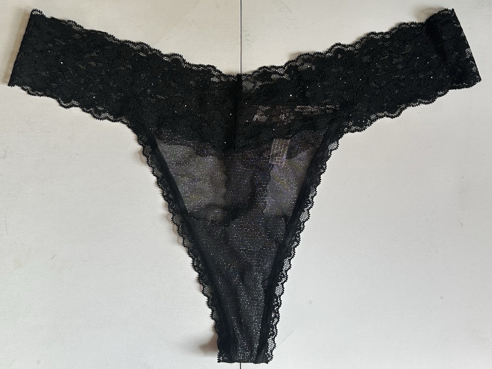 Victorias Secret Allover Lace Thong String Panty Black Shimmer Red Plaid XL 4pcs
