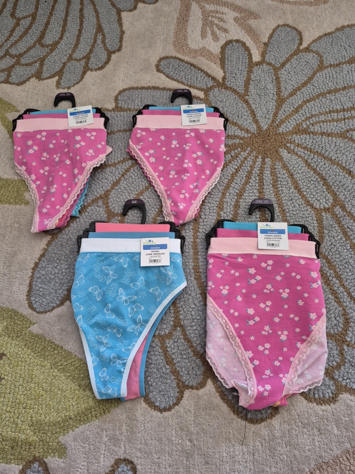 NEW Lot Of 4 Walmart Summer 3 Packs Of Thongs And Bikinis, Size XXL