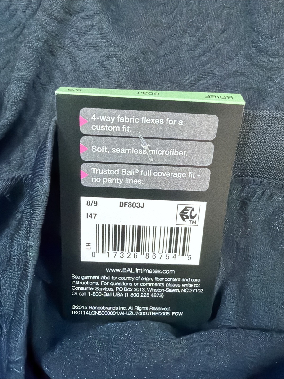 Bali Comfort Revolution Brief Style 803J Women’s Size 8/9 Black 2 Pair NEW