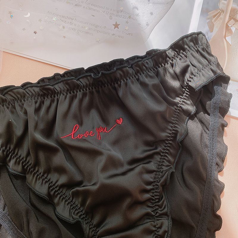 Embroidery Letter Panties -Breathable Cute Seamless Thong Solid Simple Underwear