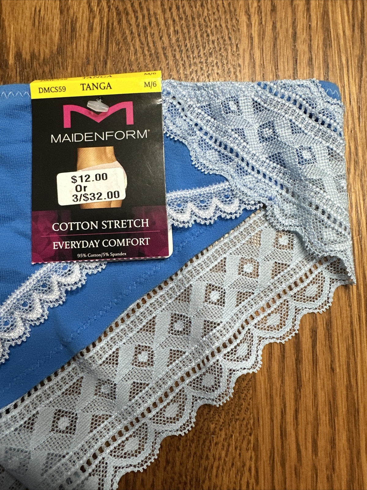 Maidenform Cotton Stretch Tanga Style DMCS59 Panty Underwear Med. 6 – Blue – New