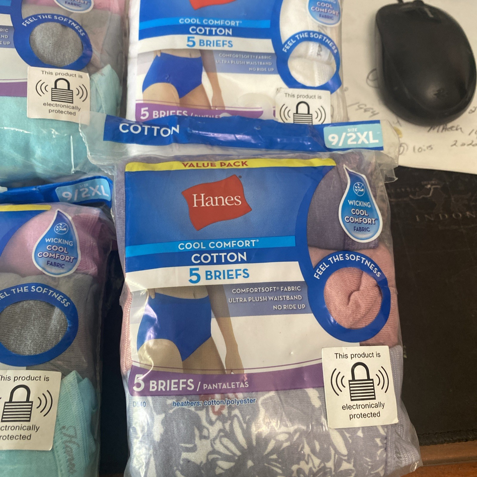 Hanes Womens Panties Cotton Briefs 5 Pair Size 9 / 2XL