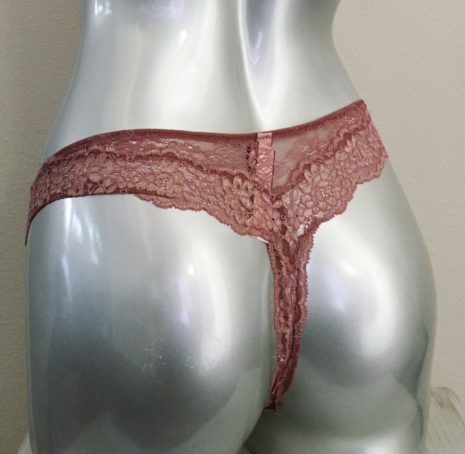 Victorias Secret Dream Angels Corded Lace Thong Panty Vintage Rose S Nwt