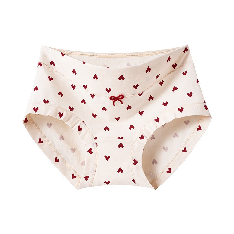 Women’s Cotton Briefs Antibacterial Mid Waist Breathable Printed Panties M-2XL