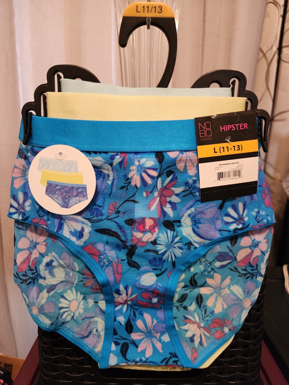 No Boundaries 3-Pair Women’s Hipster Panties L 11-13 BNWT Pretty Colors