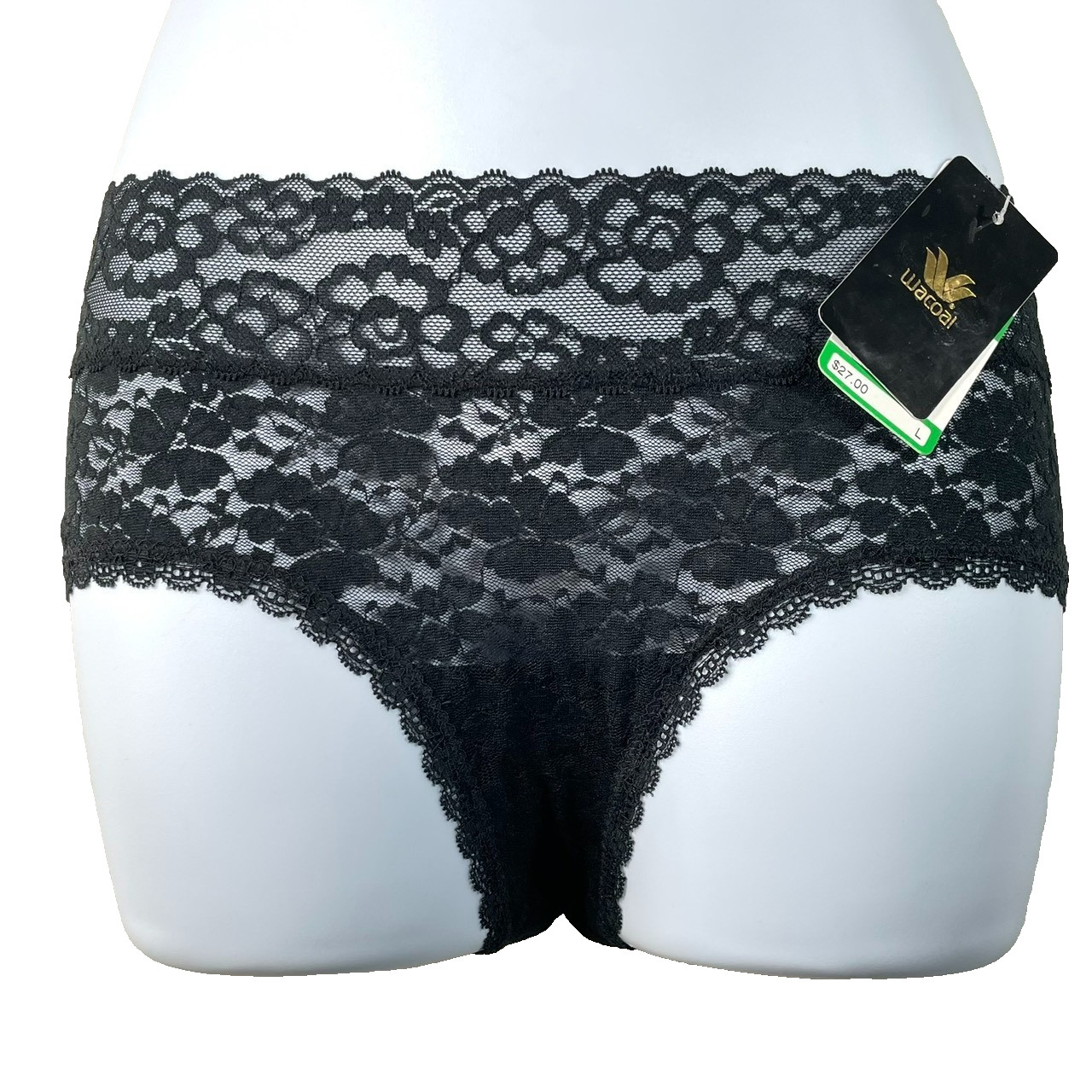 NWT Wacoal Women’s L Black Lace Panties 841191