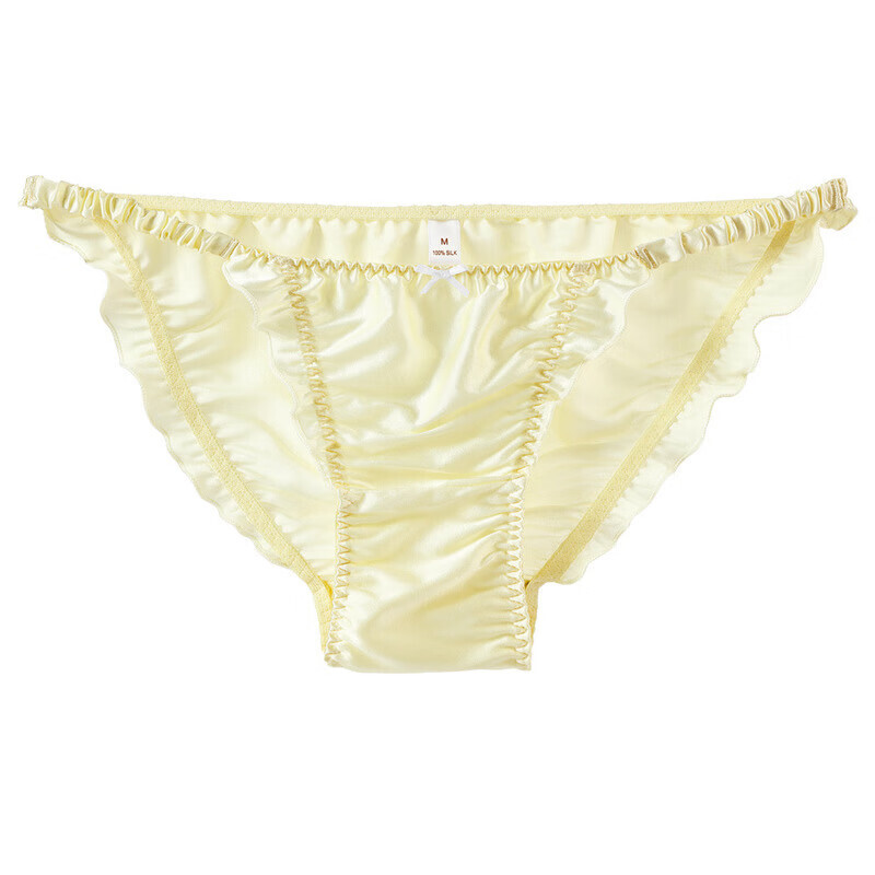 2 Pairs Women’s Silk Underwear Thin Edges Ruffled Triangular Bikinis Knickers
