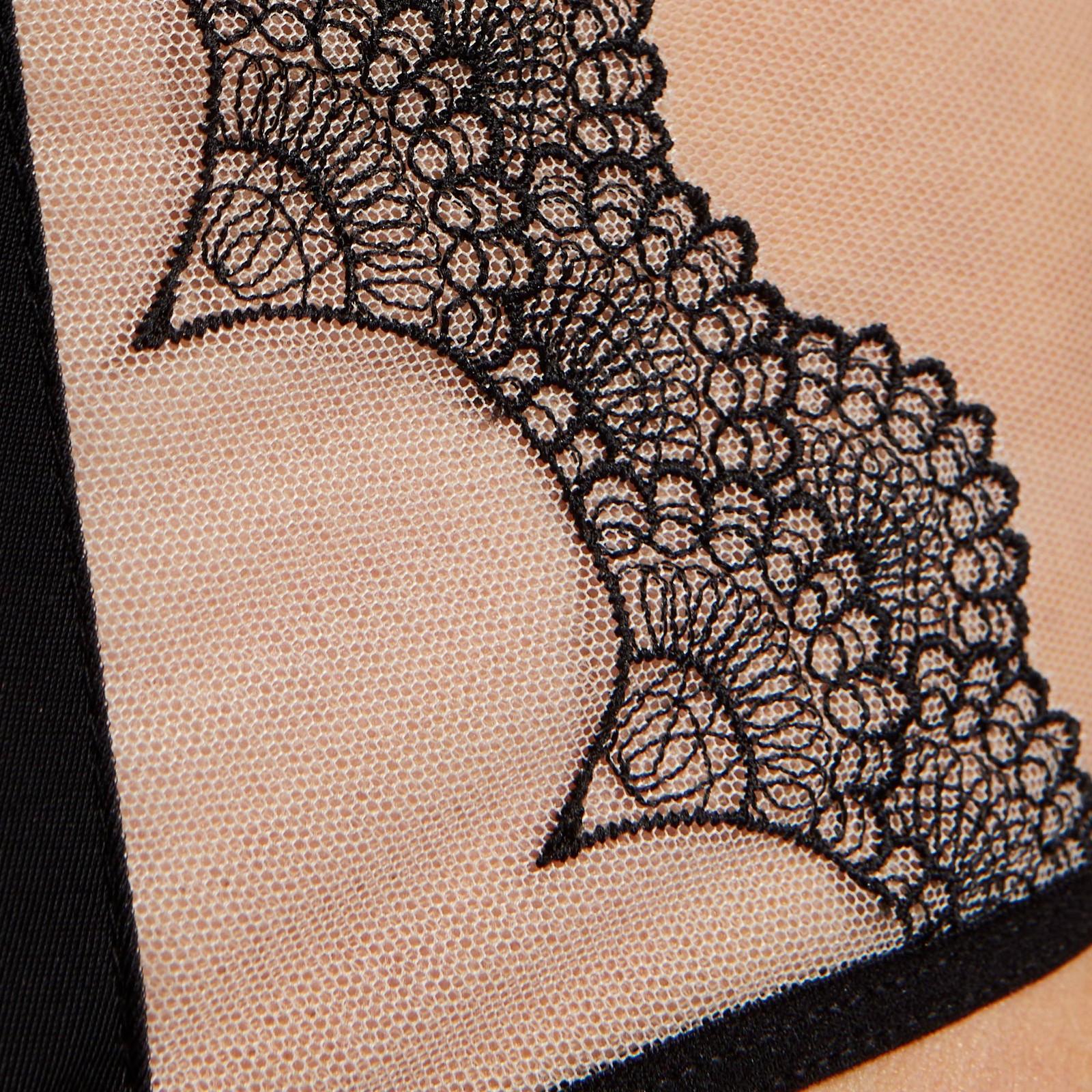 Gorteks Heidi Semi Sheer Thong Panty NWT Women’s Plus Size Underwear Black/Nude