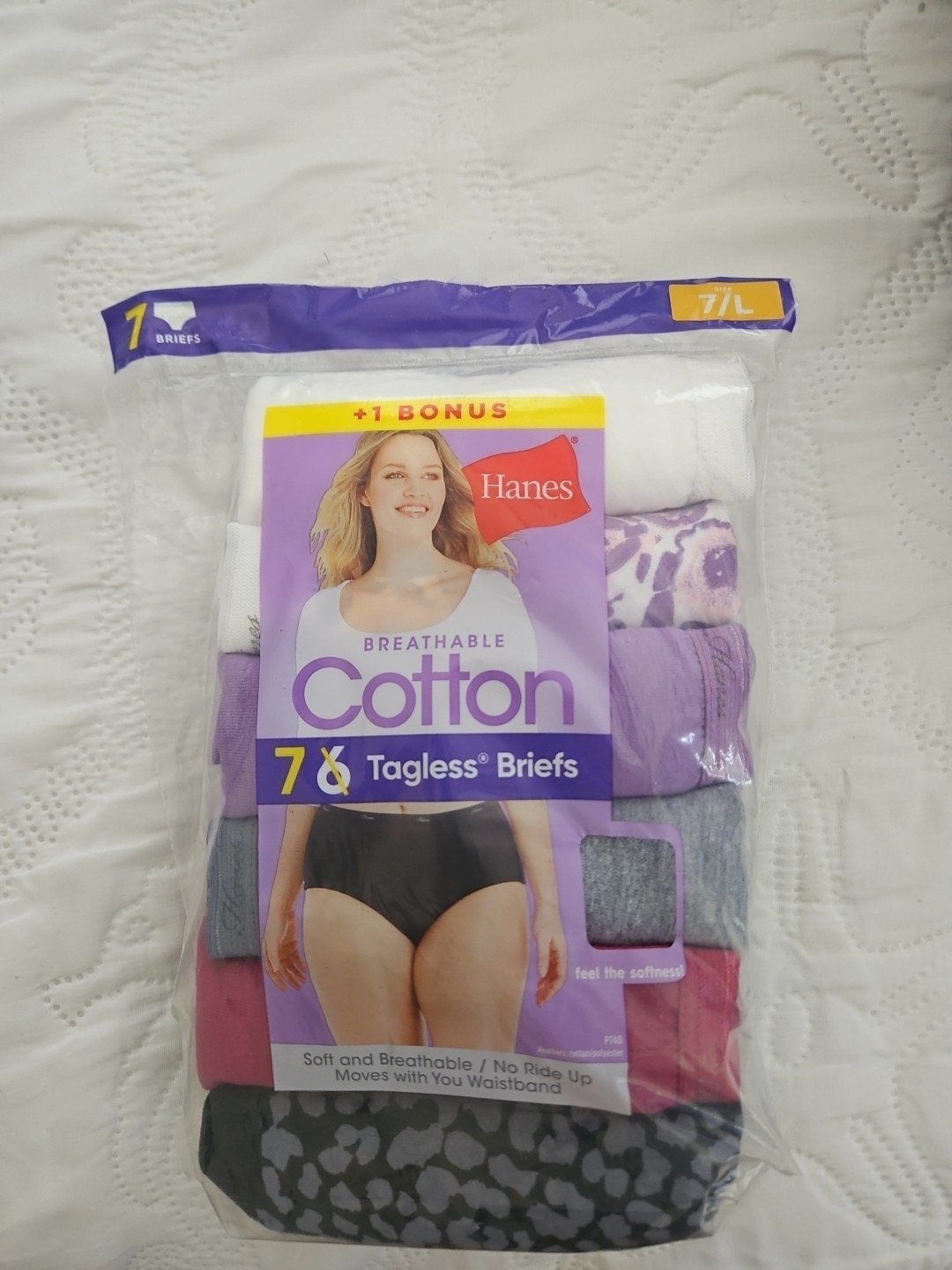 Hanes Women’s 7 Pack Cotton Ribbed Briefs Tagless Assorted Colors Size 7/L