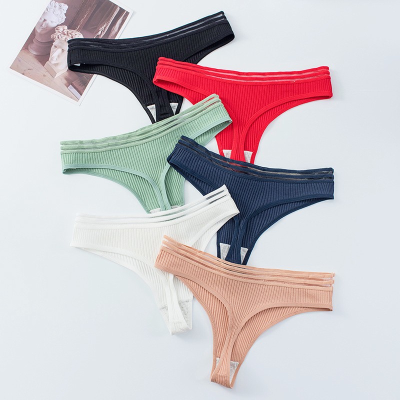 6 Pack Lot Sexy Womens Cotton Thongs Panties Brief Underwear Lingeries Bikinis
