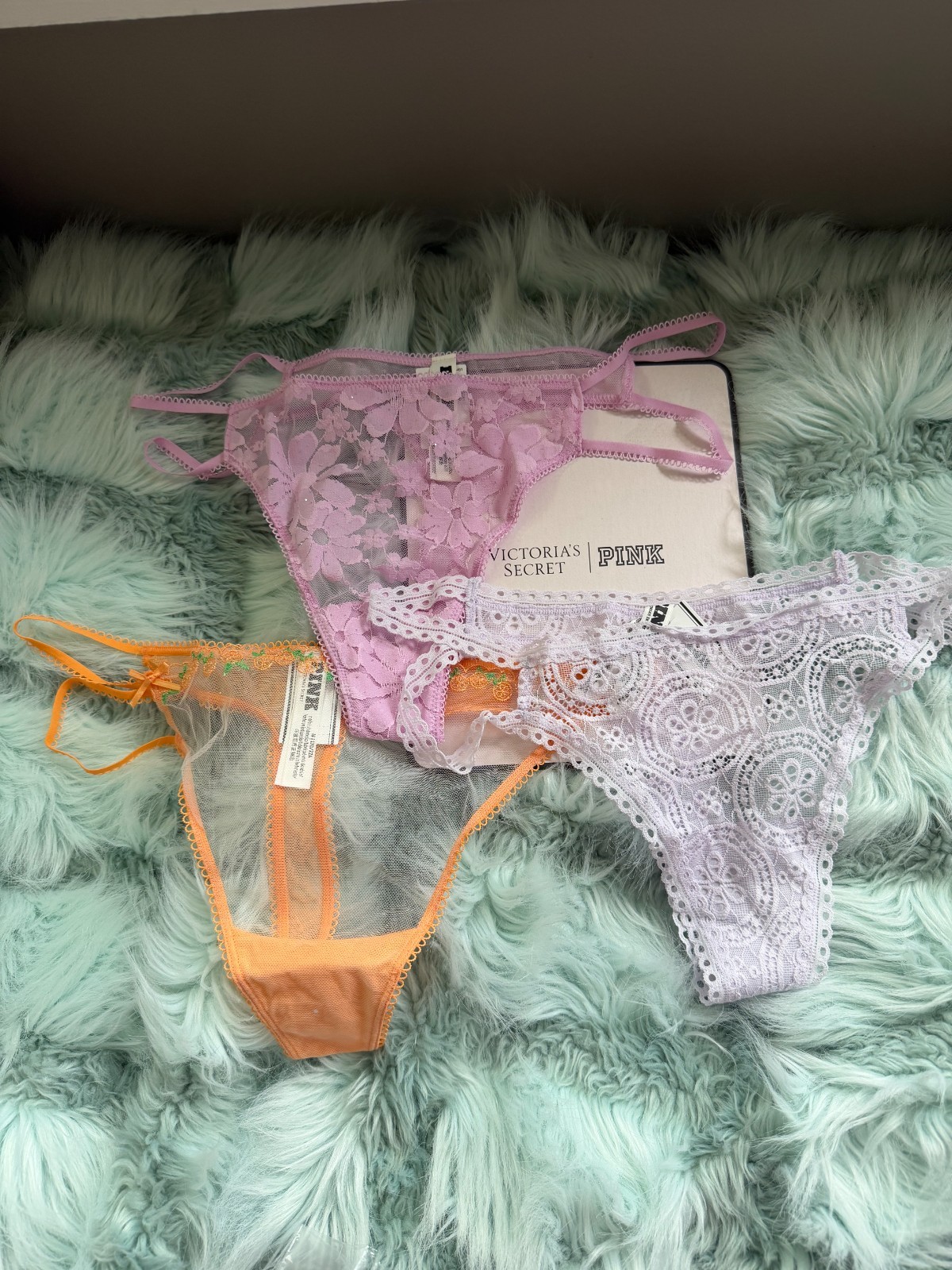 Three (3) PINK Victoria’s Secret PINK Wink Strappy Thong Panty NEW with TAGS