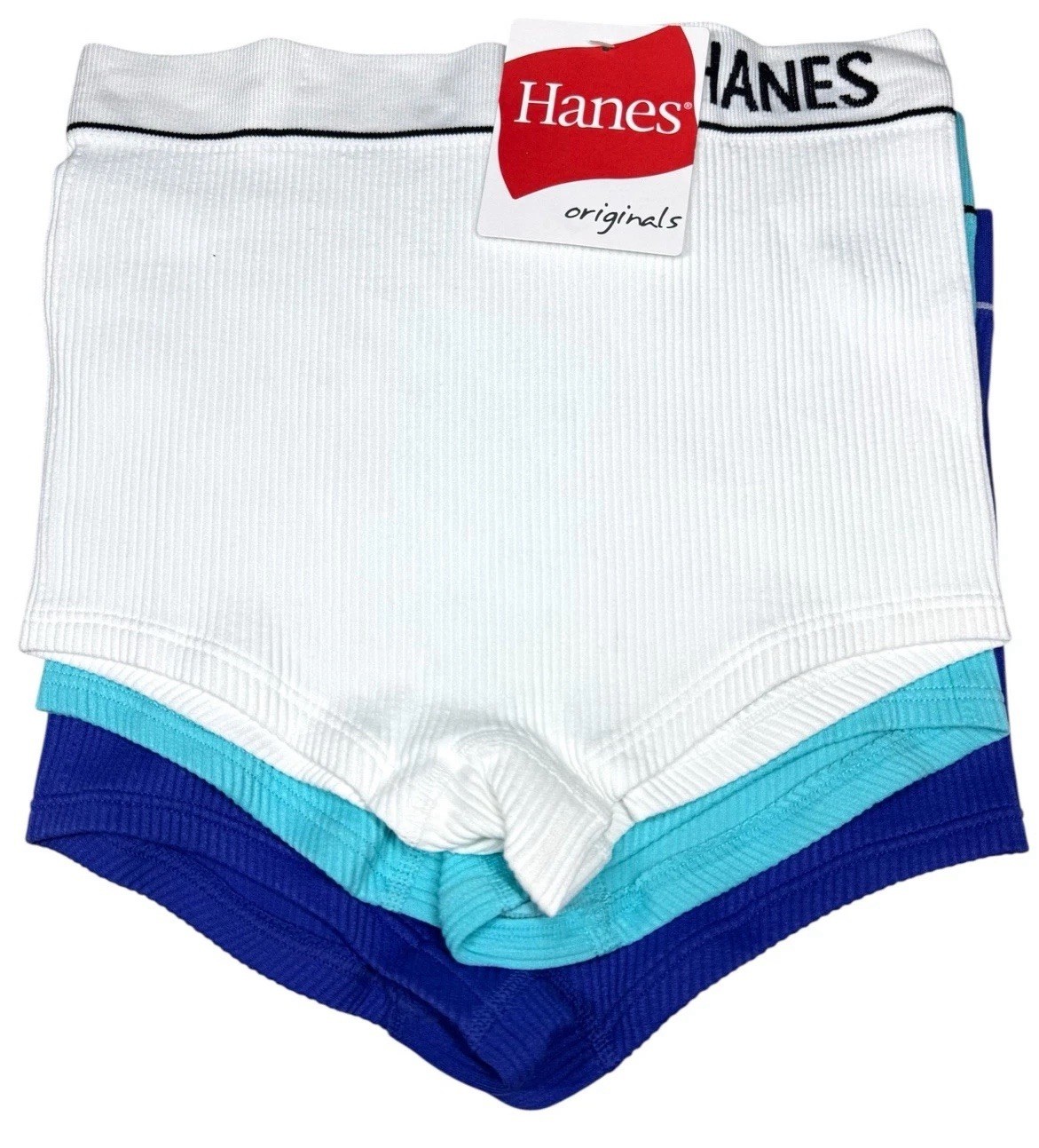 HANES Originals Women’s 5-Pair Boyshort Underwear Panties Ribbed Nylon XL/XG New