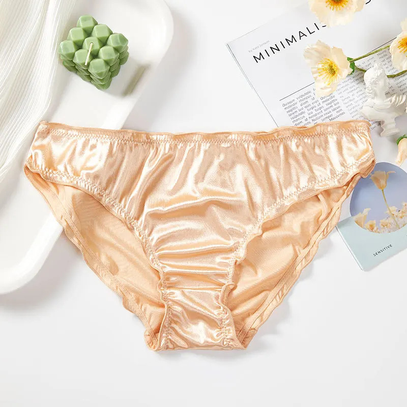 Satin Briefs Women’s Low Rise Seamless Solid Soft Silk Feel Comfortable Wear