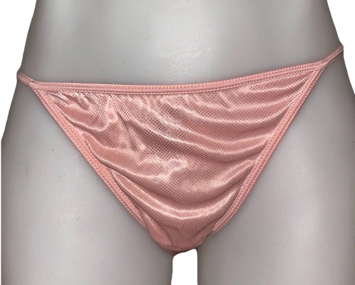Bikini Panty Sparkling Pink w/ Sheer Back 90s Retro lingerie Woman Medium / 6
