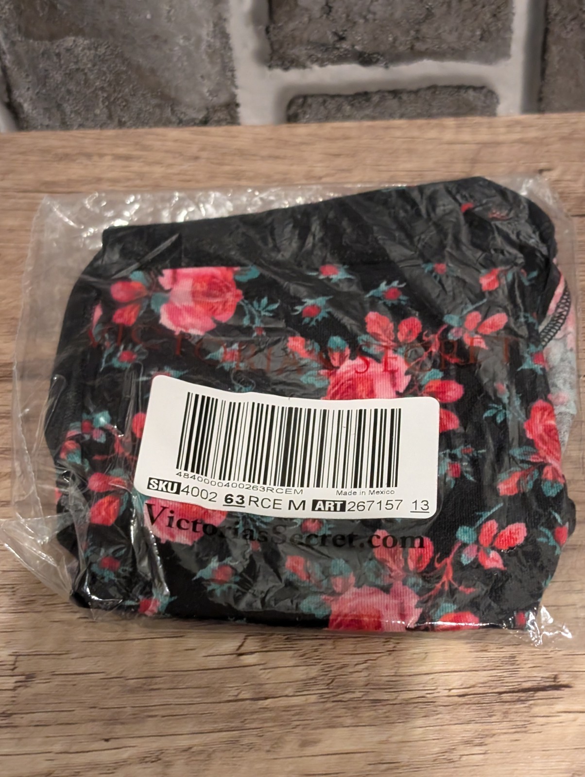 Victoria Secret 🌺 Stretch Cotton High Leg Brief Panty Black Floral MEDIUM VS269