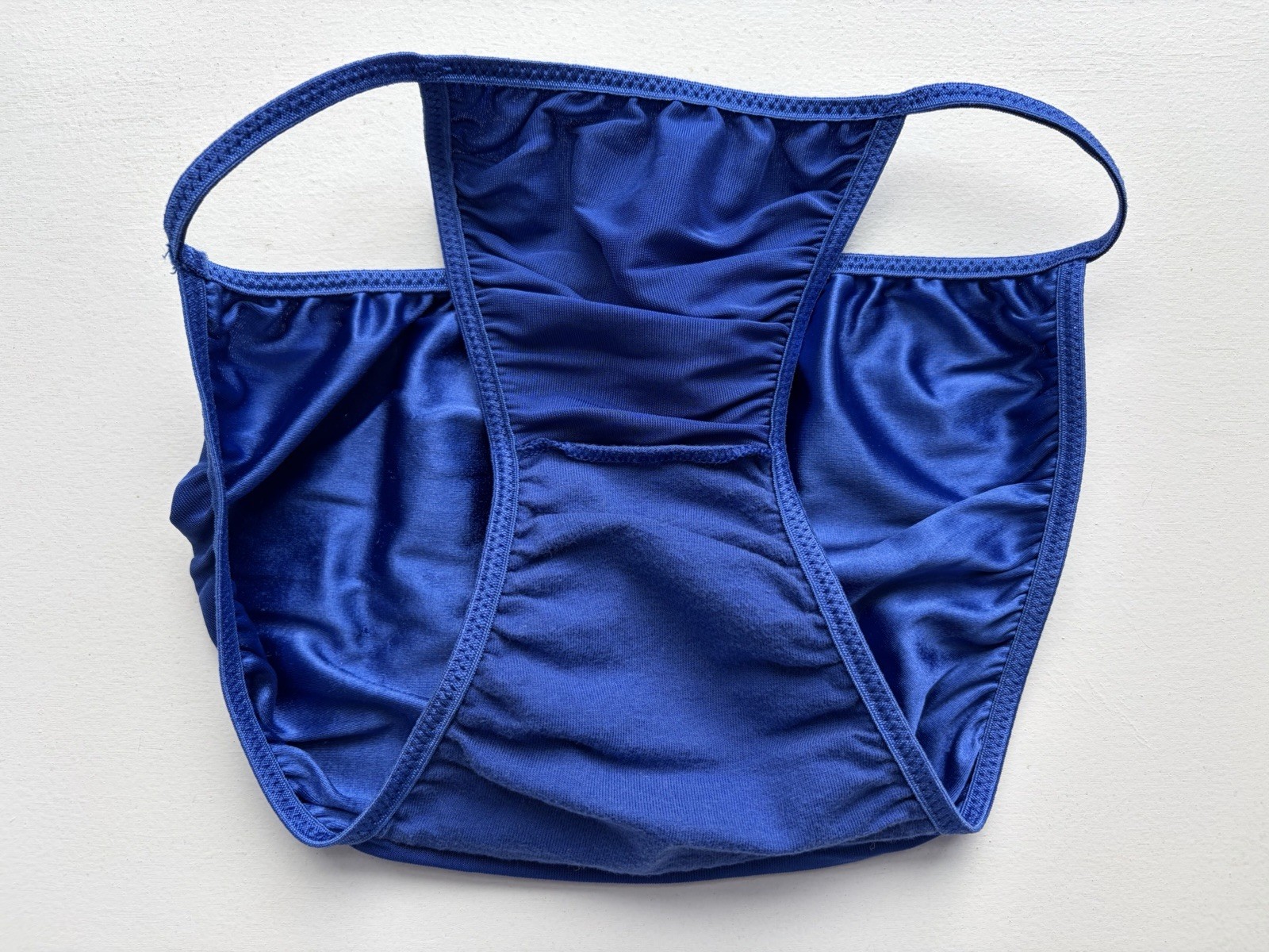 Victoria’s Secret Second Skin Satin String Bikini Panties Royal Blue Vintage