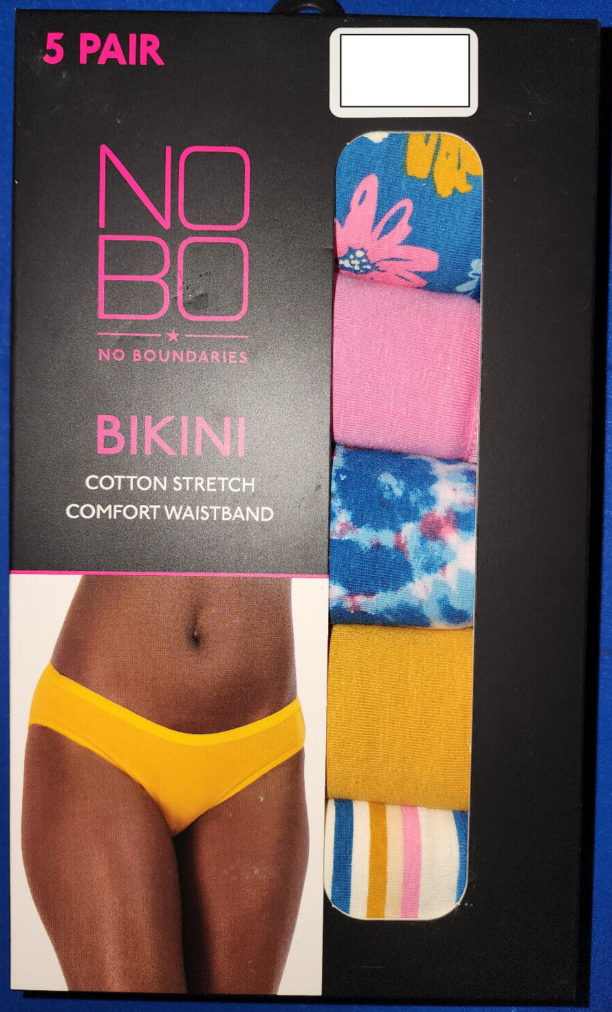 No Boundaries 5 Pair Bikini Cotton Stretch Panties Comfort Waistband S (3-5) NEW