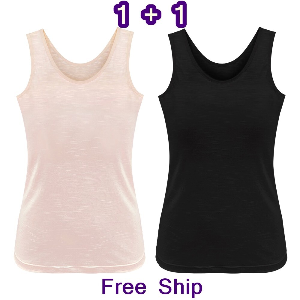 KOREA Women’s bamboo natural fiber bra cap 4-season running bratop 1+1 ( 2SET )