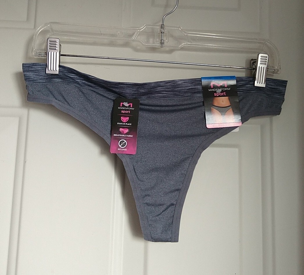 MAIDENFORM WOMEN’S CHARCOAL SPORT THONG PANTY, SIZE XL/8