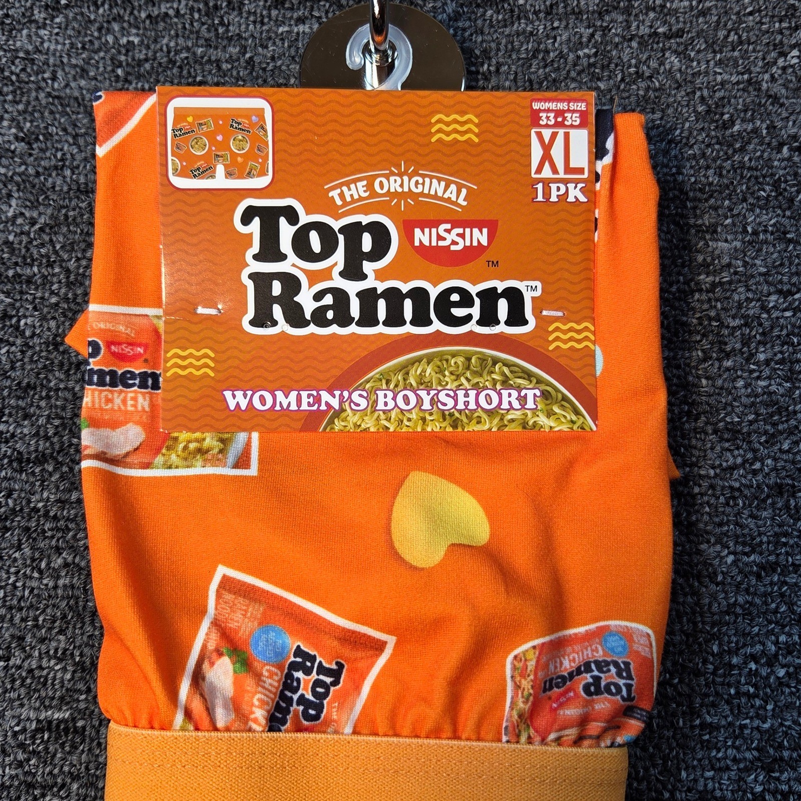 Nissin Top Ramen Boyshort Womens XL Orange Noodle Foodie Novelty Kitsch Lounge