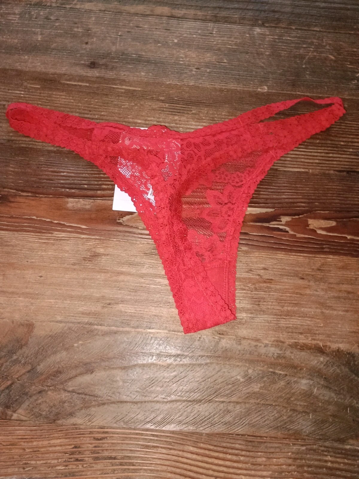 Women’s No Boundaries Cherry Tomato Strappy Lace Thong Panties Size XS (0-2)