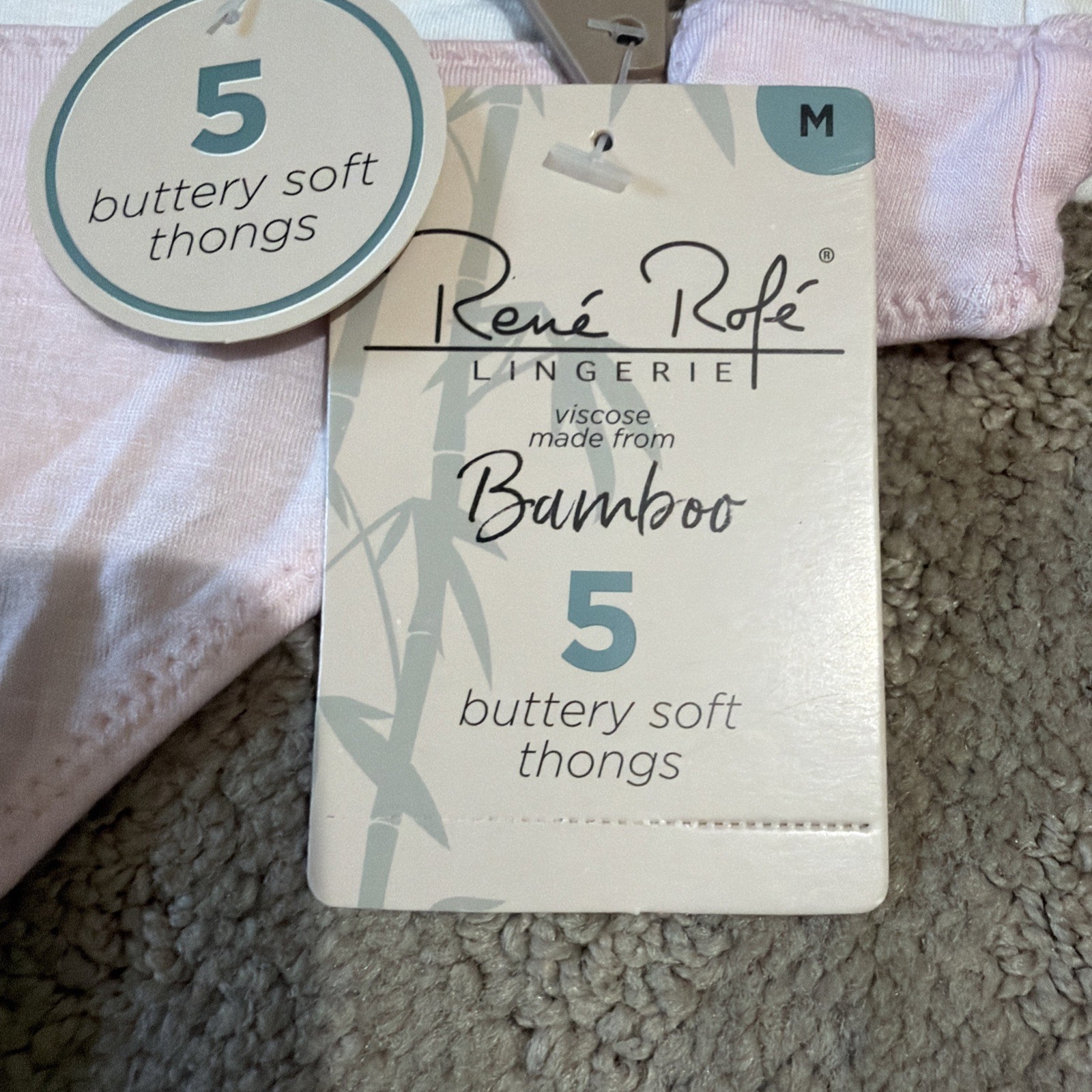 Rene Rofe 5pk Multicolor Buttery Soft Bamboo Thongs Underwear. Sz M. NWT!!