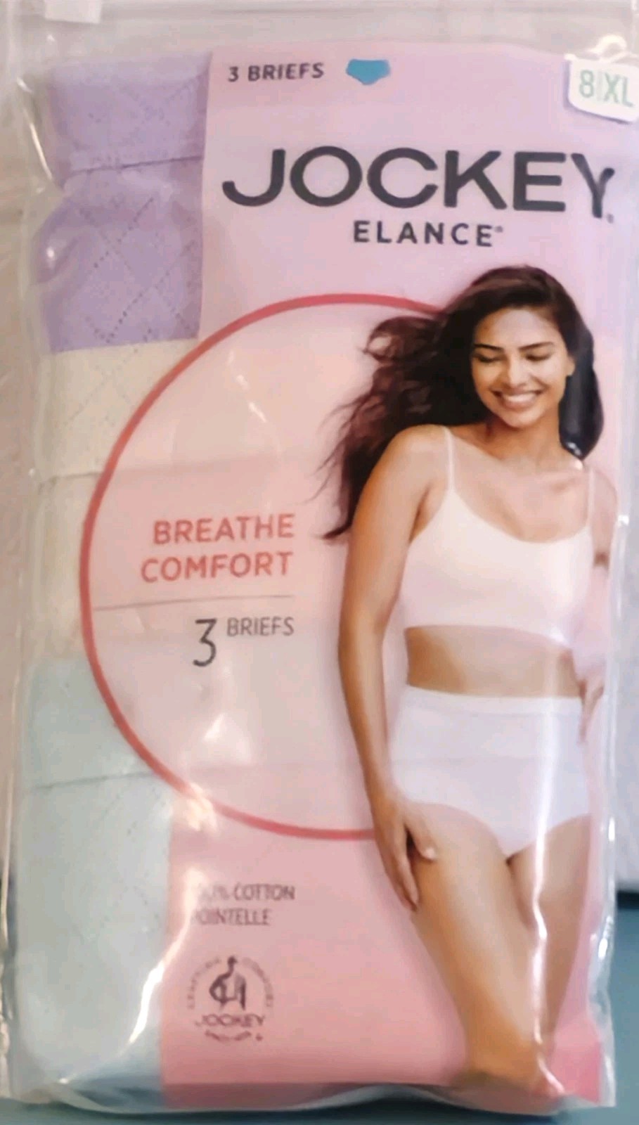3 PAIR JOCKEY ELANCE WOMENS BREATHE COMFORT BRIEFS PANTIES SIZE 8/XL UNDERWEAR