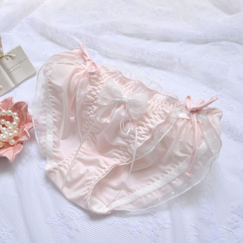 Women Japanese Ruffle Edge Underwear Princess Triangle Girl Sweet Lace Up Briefs